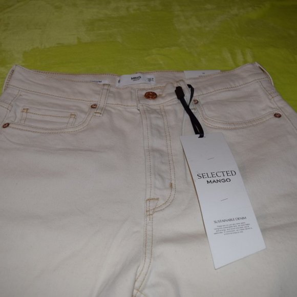 Mango Ecru Premium High Rise Straight Leg Jeans - Picture 7 of 8